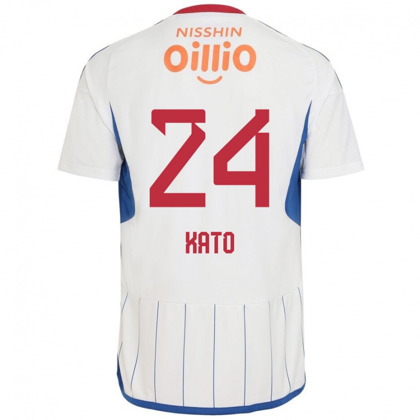 Niño Camiseta Hijiri Kato #24 Blanco Azul Rojo 2ª Equipación 2024/25 La Camisa Argentina