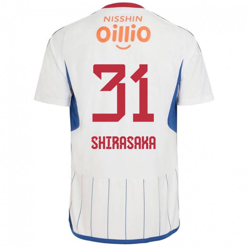 Niño Camiseta Fuma Shirasaka #31 Blanco Azul Rojo 2ª Equipación 2024/25 La Camisa Argentina