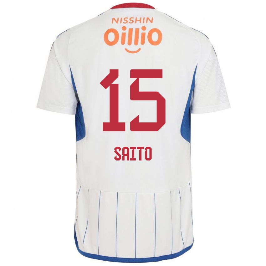 Niño Camiseta Haru Saito #15 Blanco Azul Rojo 2ª Equipación 2024/25 La Camisa Argentina