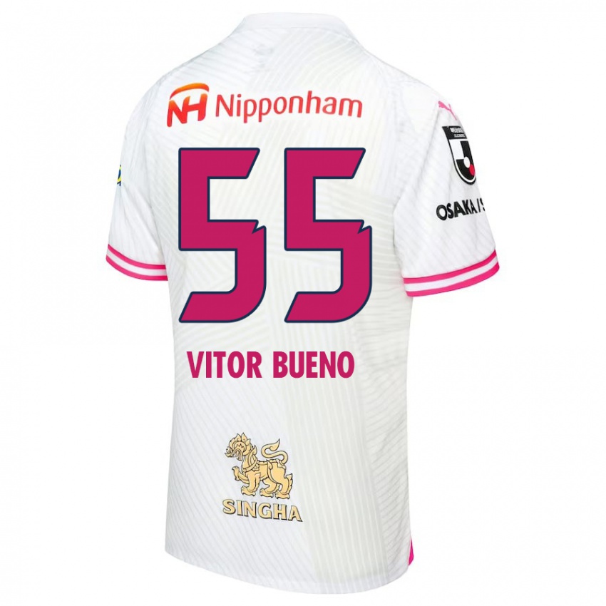 Niño Camiseta Vitor Bueno #55 Blanco Rosa 2ª Equipación 2024/25 La Camisa Argentina