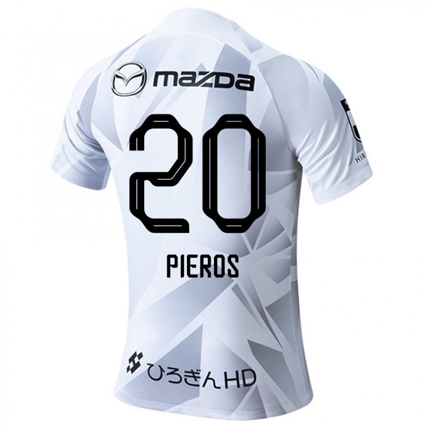 Niño Camiseta Pieros Sotiriou #20 Blanco Gris Negro 2ª Equipación 2024/25 La Camisa Argentina