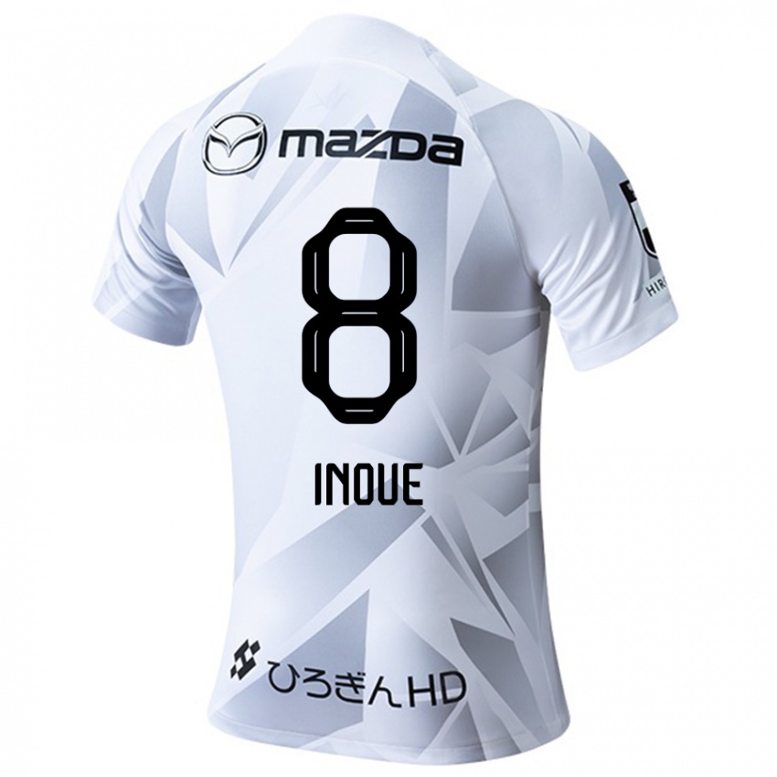 Niño Camiseta Akashi Inoue #8 Blanco Gris Negro 2ª Equipación 2024/25 La Camisa Argentina