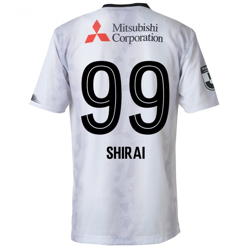 Niño Camiseta Kosuke Shirai #99 Blanco Negro 2ª Equipación 2024/25 La Camisa Argentina