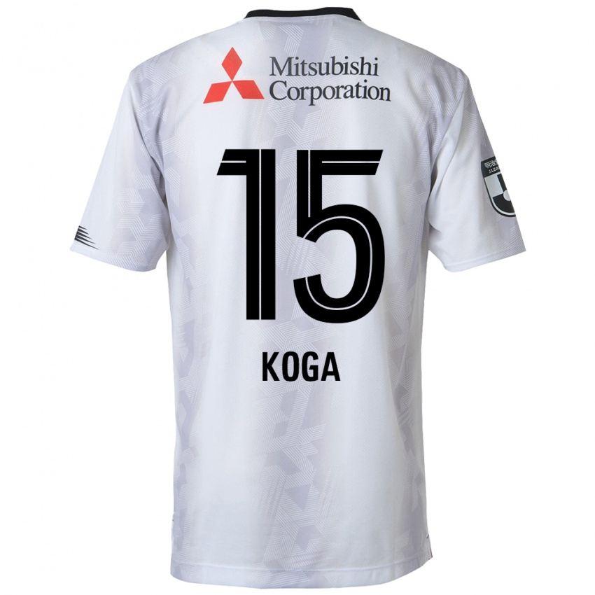 Niño Camiseta Shun Koga #15 Blanco Negro 2ª Equipación 2024/25 La Camisa Argentina