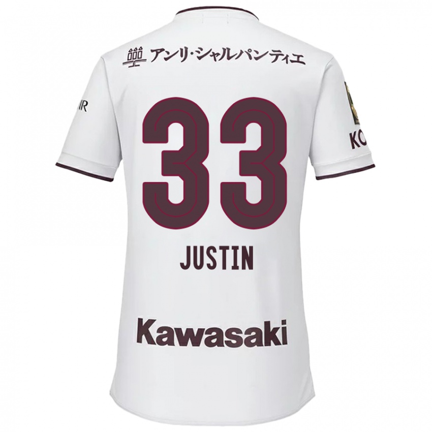 Niño Camiseta Justin Homma #33 Blanco Rojo 2ª Equipación 2024/25 La Camisa Argentina