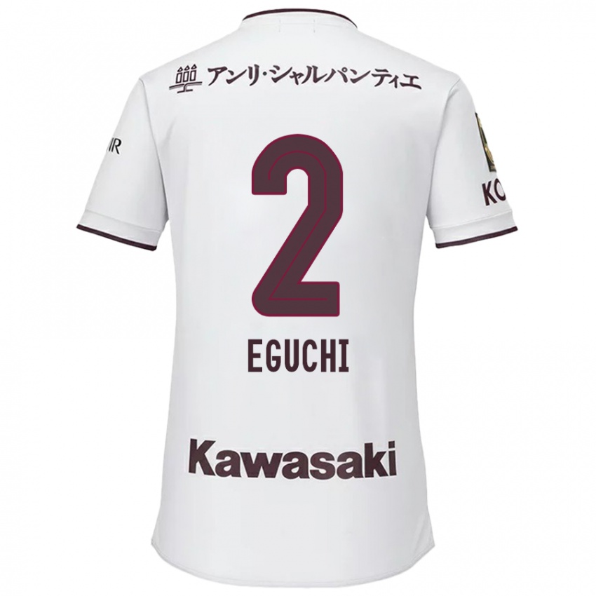 Niño Camiseta Takuma Eguchi #2 Blanco Rojo 2ª Equipación 2024/25 La Camisa Argentina