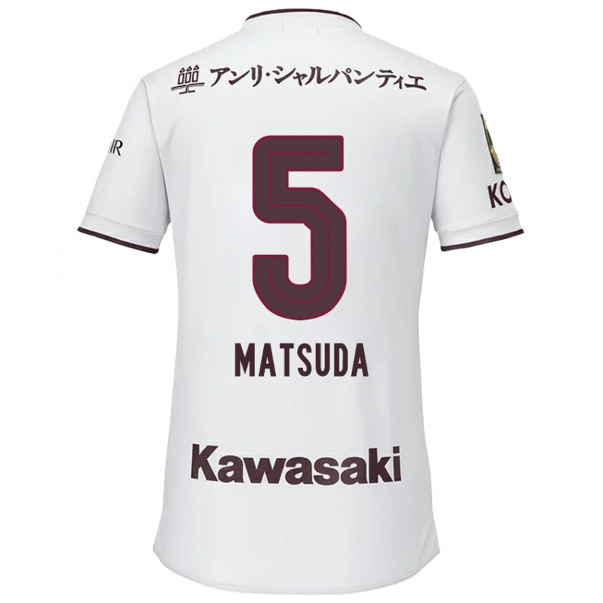 Niño Camiseta Shido Matsuda #5 Blanco Rojo 2ª Equipación 2024/25 La Camisa Argentina