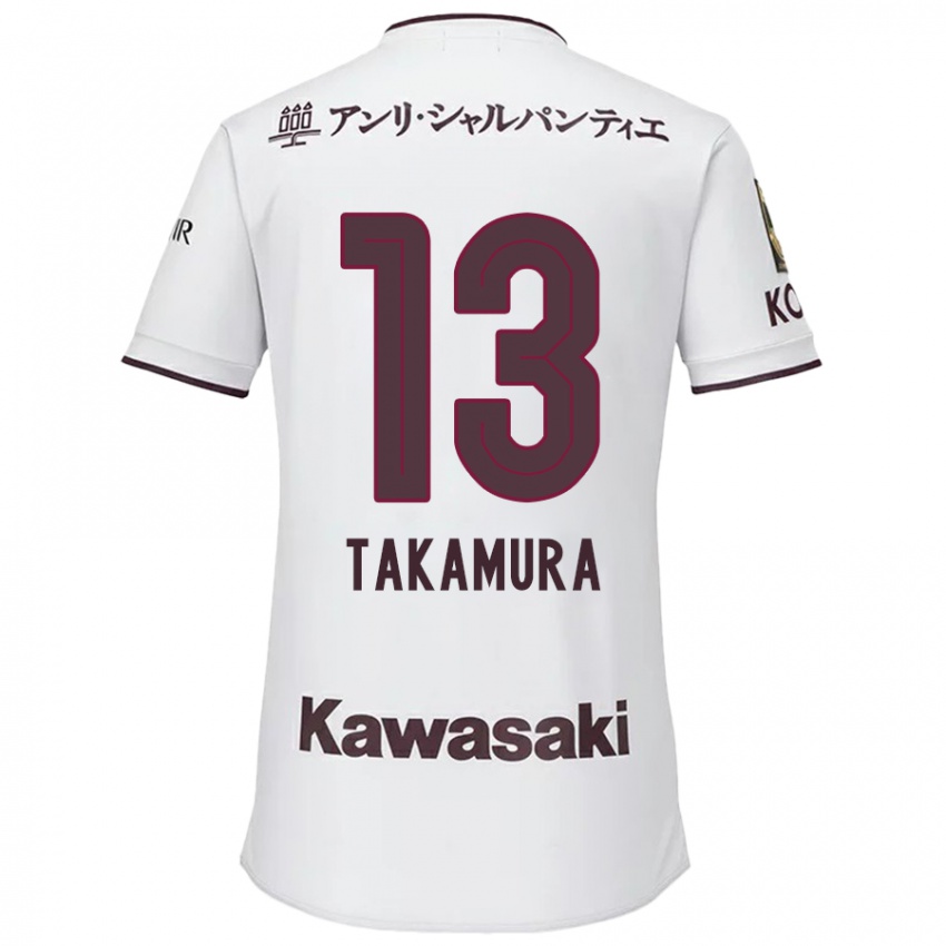 Niño Camiseta Tokiya Takamura #13 Blanco Rojo 2ª Equipación 2024/25 La Camisa Argentina