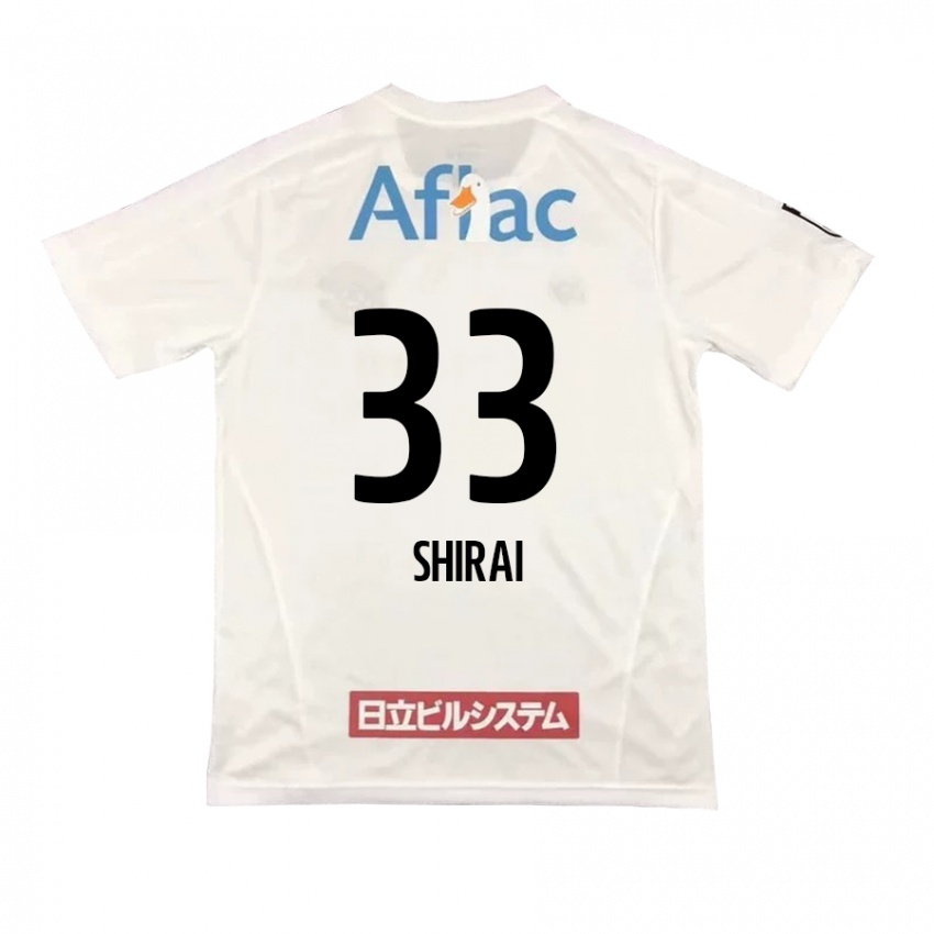 Niño Camiseta Eiji Shirai #33 Blanco Negro 2ª Equipación 2024/25 La Camisa Argentina