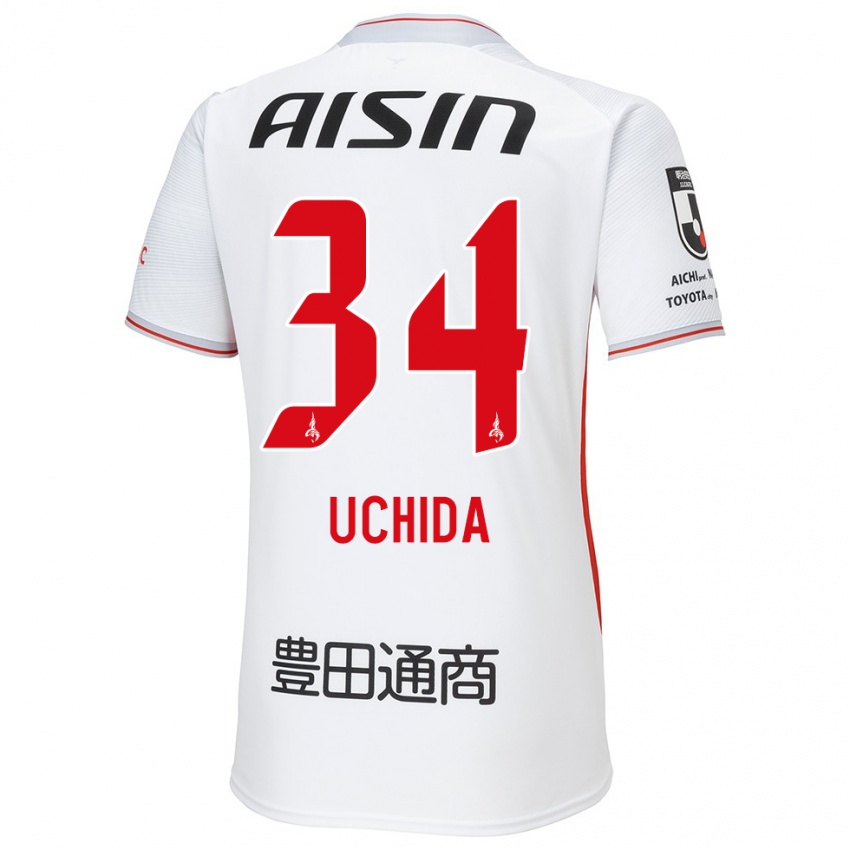 Niño Camiseta Takuya Uchida #34 Blanco Amarillo Rojo 2ª Equipación 2024/25 La Camisa Argentina