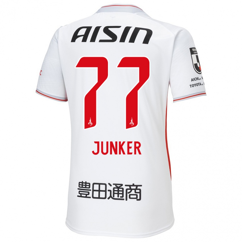 Niño Camiseta Kasper Junker #77 Blanco Amarillo Rojo 2ª Equipación 2024/25 La Camisa Argentina