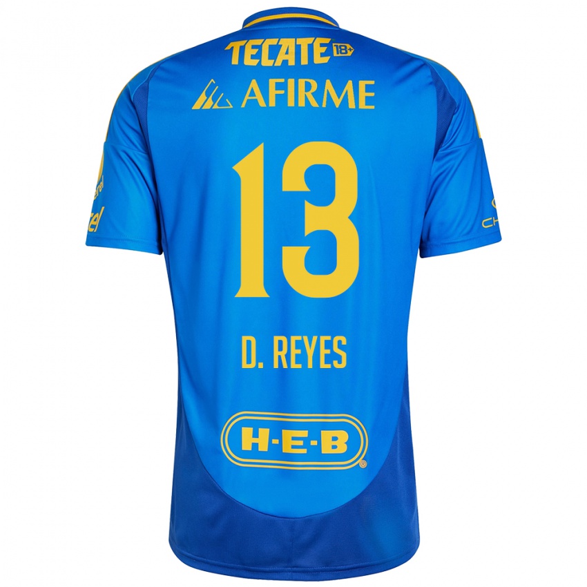 Niño Camiseta Diego Reyes #13 Azul Amarillo 2ª Equipación 2024/25 La Camisa Argentina