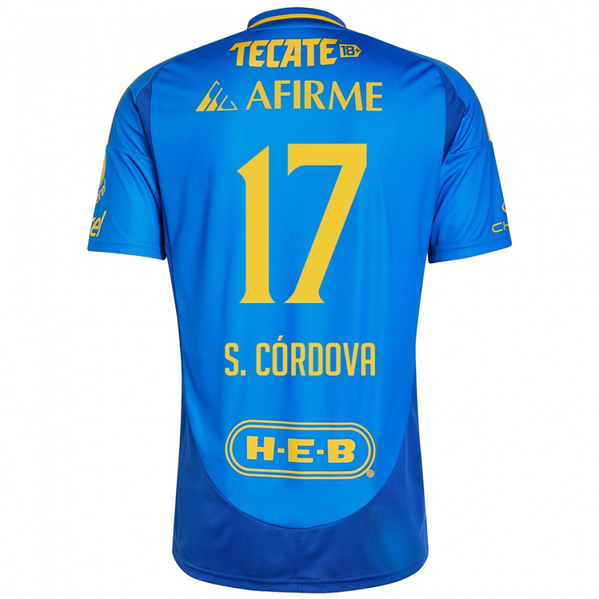 Niño Camiseta Sebastian Cordova #17 Azul Amarillo 2ª Equipación 2024/25 La Camisa Argentina