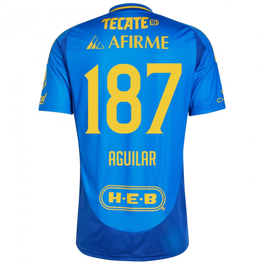 Niño Camiseta Manuel Aguilar #187 Azul Amarillo 2ª Equipación 2024/25 La Camisa Argentina