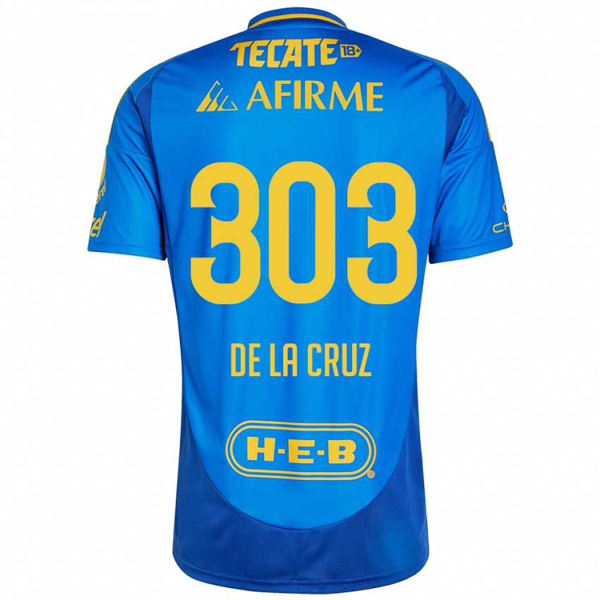 Niño Camiseta Erick De La Cruz #303 Azul Amarillo 2ª Equipación 2024/25 La Camisa Argentina