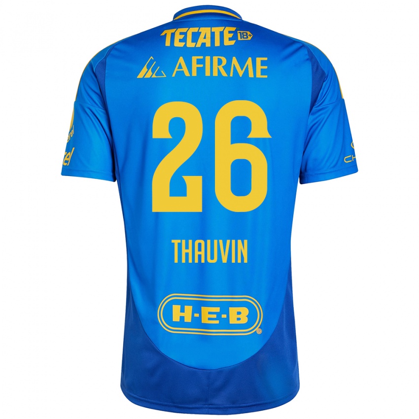 Niño Camiseta Florian Thauvin #26 Azul Amarillo 2ª Equipación 2024/25 La Camisa Argentina