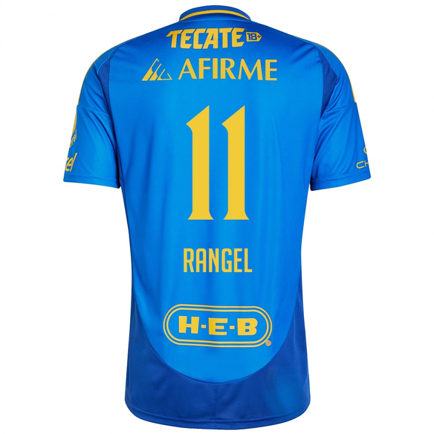 Niño Camiseta Nayeli Rangel #11 Azul Amarillo 2ª Equipación 2024/25 La Camisa Argentina