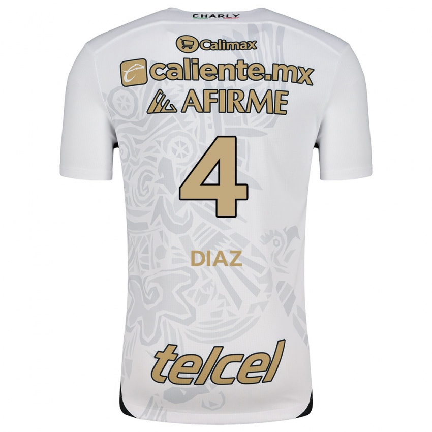 Niño Camiseta Nicolás Díaz #4 Blanco Negro 2ª Equipación 2024/25 La Camisa Argentina