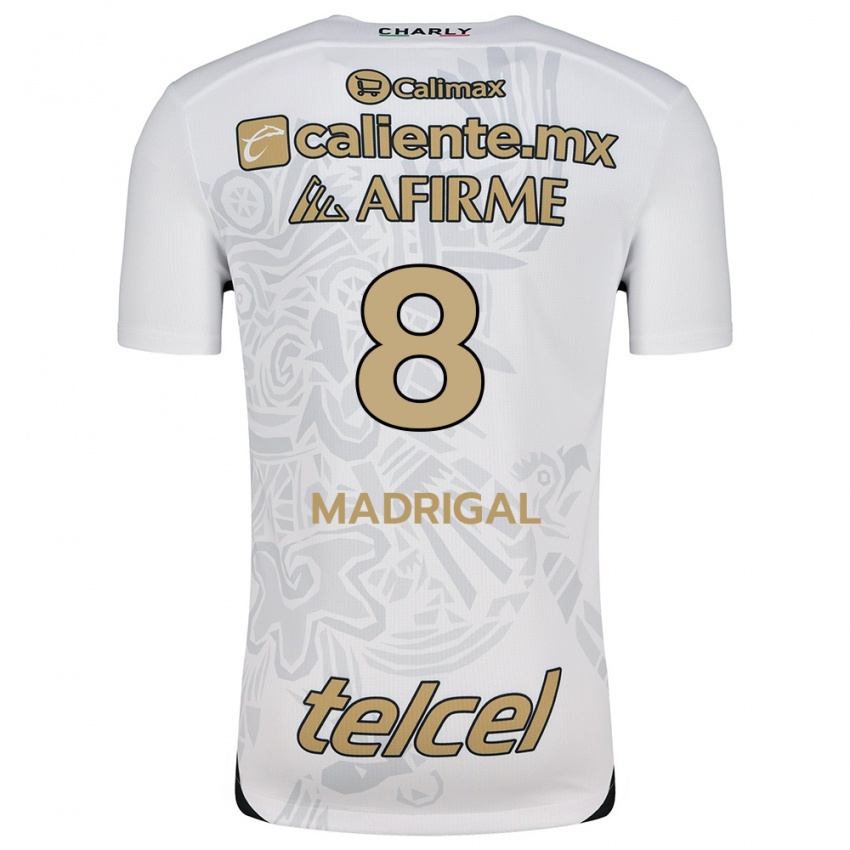 Niño Camiseta Fernando Madrigal #8 Blanco Negro 2ª Equipación 2024/25 La Camisa Argentina