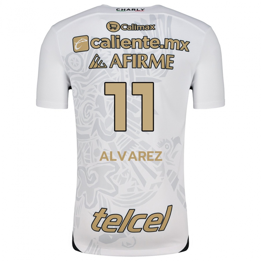 Niño Camiseta Efraín Álvarez #11 Blanco Negro 2ª Equipación 2024/25 La Camisa Argentina