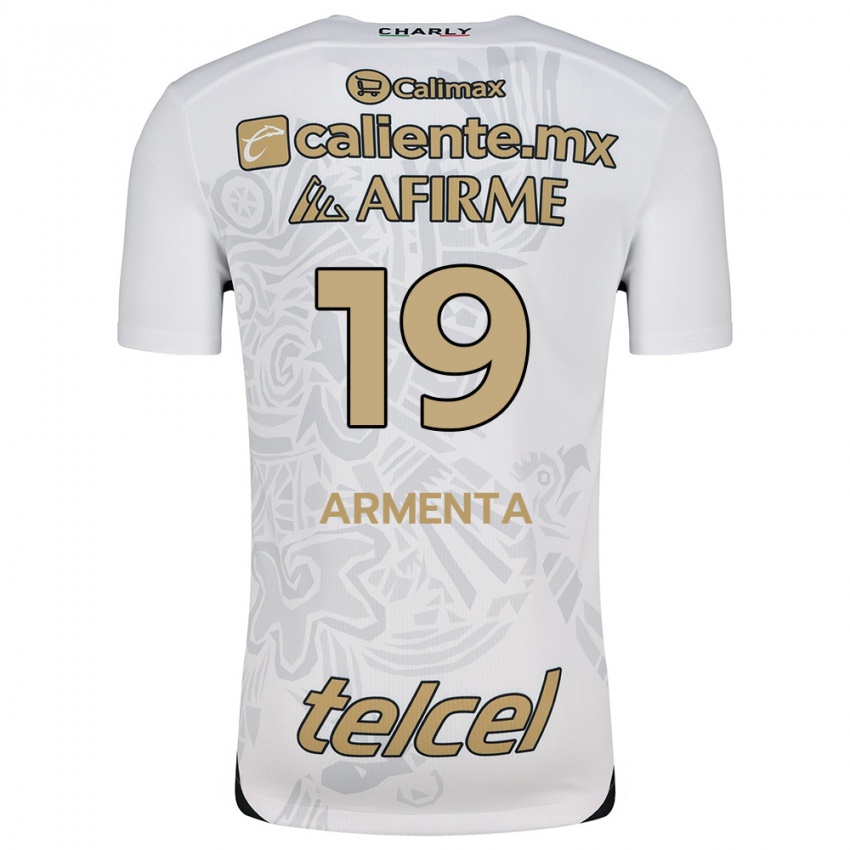 Niño Camiseta Eduardo Armenta #19 Blanco Negro 2ª Equipación 2024/25 La Camisa Argentina