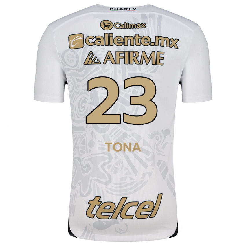 Niño Camiseta Iván Tona #23 Blanco Negro 2ª Equipación 2024/25 La Camisa Argentina