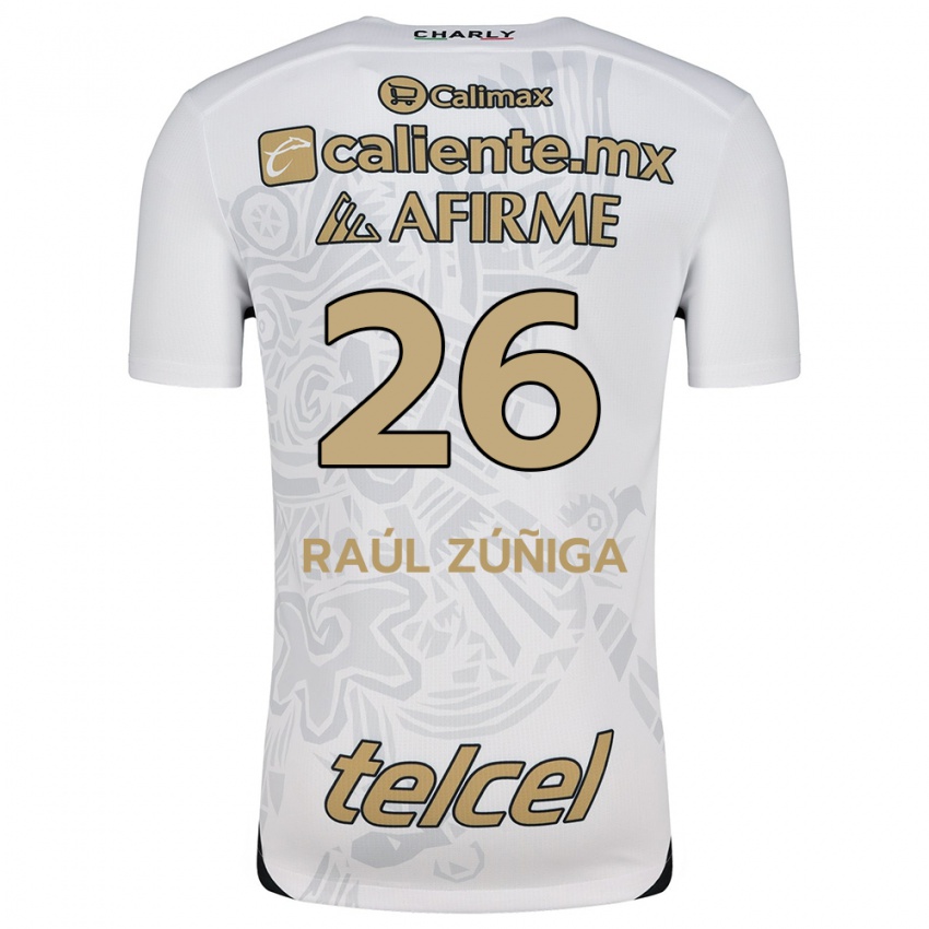 Niño Camiseta José Raúl Zúñiga #26 Blanco Negro 2ª Equipación 2024/25 La Camisa Argentina