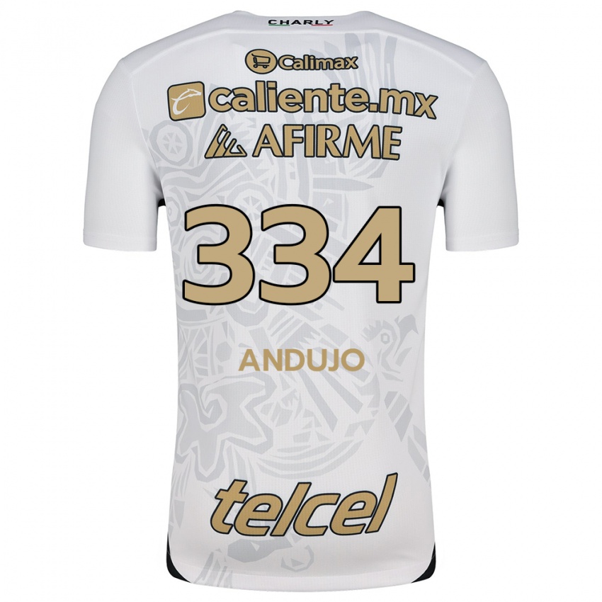 Niño Camiseta Favio Andujo #334 Blanco Negro 2ª Equipación 2024/25 La Camisa Argentina