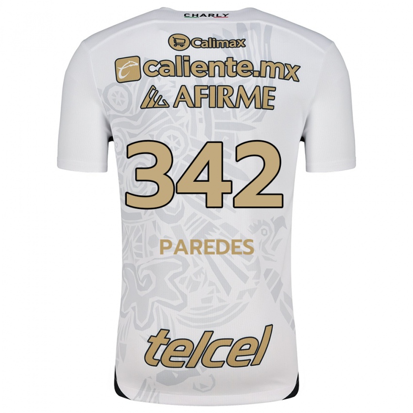 Niño Camiseta Santiago Paredes #342 Blanco Negro 2ª Equipación 2024/25 La Camisa Argentina