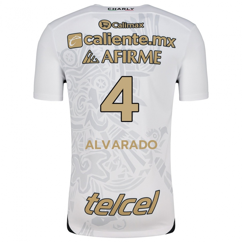 Niño Camiseta Mónica Alvarado #4 Blanco Negro 2ª Equipación 2024/25 La Camisa Argentina