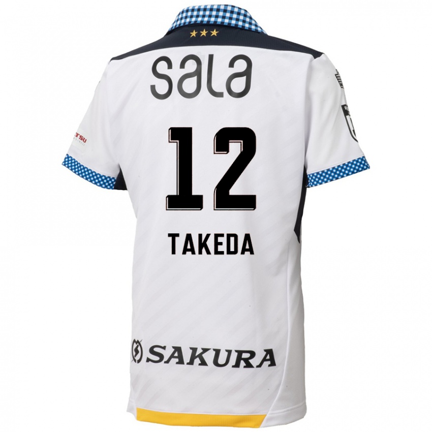 Niño Camiseta Yusei Takeda #12 Blanco Negro 2ª Equipación 2024/25 La Camisa Argentina