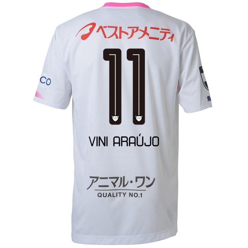 Niño Camiseta Vinícius Araújo #11 Blanco Azul Rosa 2ª Equipación 2024/25 La Camisa Argentina