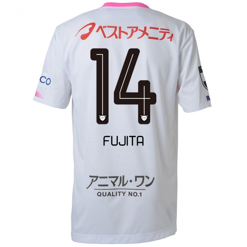 Niño Camiseta Naoyuki Fujita #14 Blanco Azul Rosa 2ª Equipación 2024/25 La Camisa Argentina