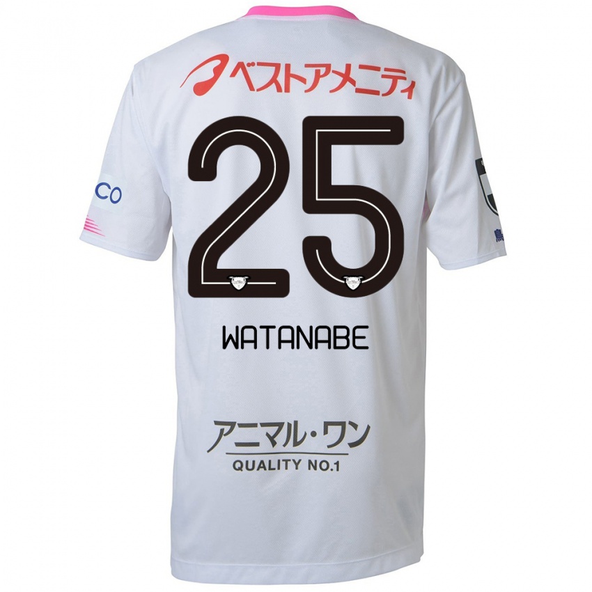 Niño Camiseta Ryohei Watanabe #25 Blanco Azul Rosa 2ª Equipación 2024/25 La Camisa Argentina