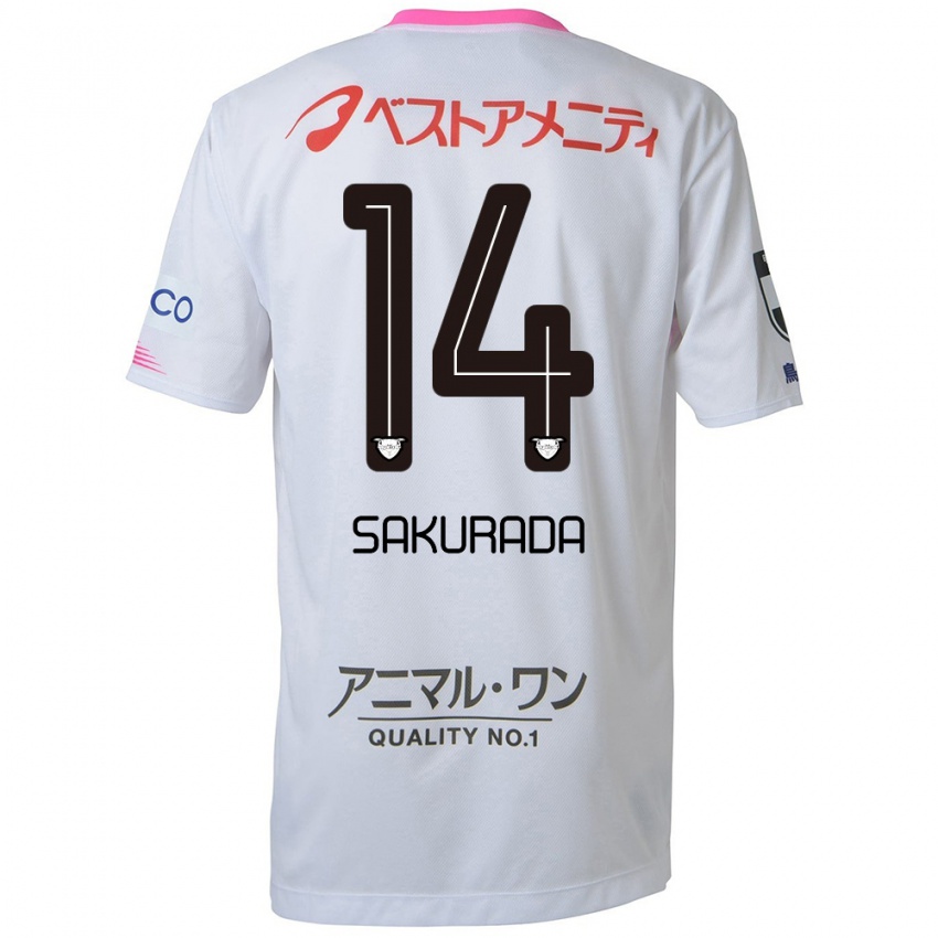 Niño Camiseta Ryu Sakurada #14 Blanco Azul Rosa 2ª Equipación 2024/25 La Camisa Argentina