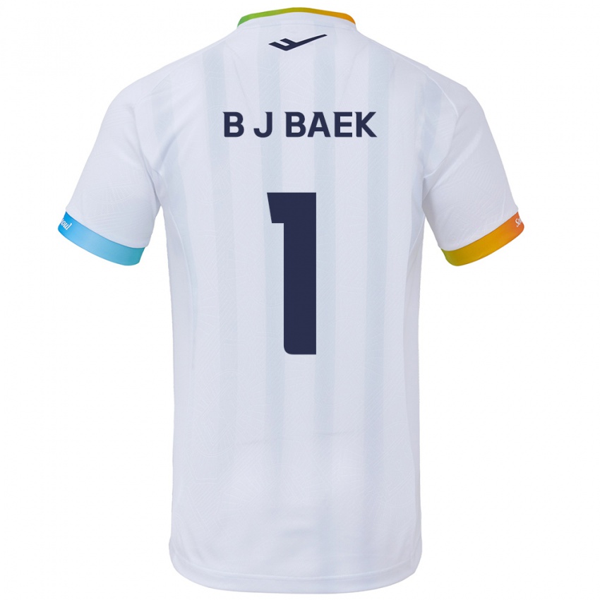 Niño Camiseta Jong-Beom Baek #1 Blanco Azul 2ª Equipación 2024/25 La Camisa Argentina