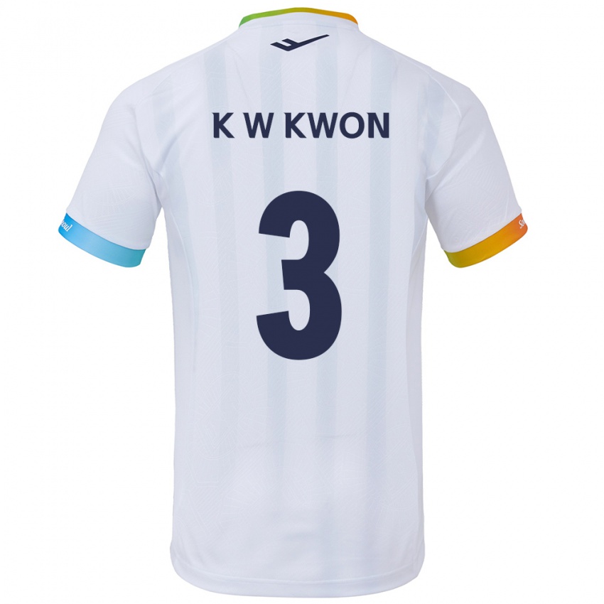 Niño Camiseta Wan-Kyu Kwon #3 Blanco Azul 2ª Equipación 2024/25 La Camisa Argentina