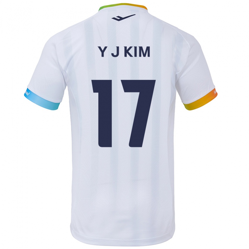 Niño Camiseta Jin-Ya Kim #17 Blanco Azul 2ª Equipación 2024/25 La Camisa Argentina