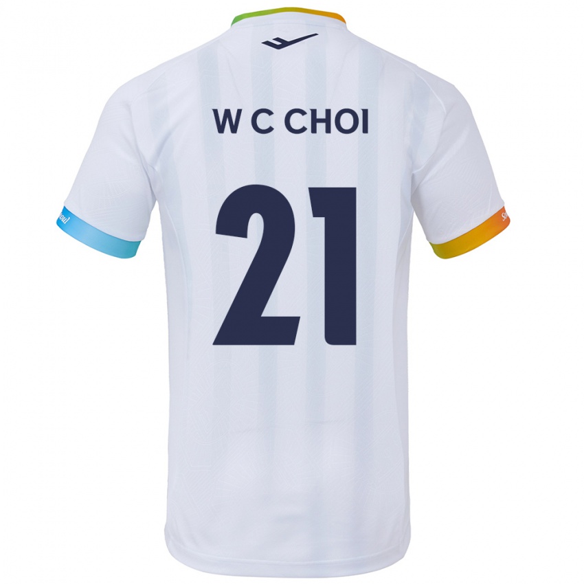 Niño Camiseta Cheol-Won Choi #21 Blanco Azul 2ª Equipación 2024/25 La Camisa Argentina