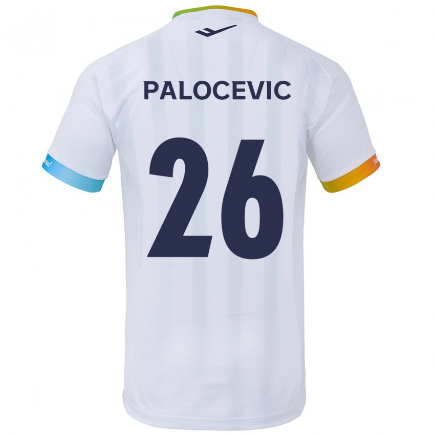 Niño Camiseta Aleksandar Palocevic #26 Blanco Azul 2ª Equipación 2024/25 La Camisa Argentina