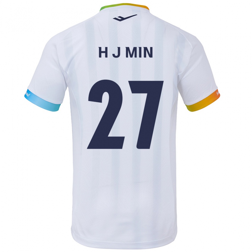 Niño Camiseta Ji-Hoon Min #27 Blanco Azul 2ª Equipación 2024/25 La Camisa Argentina