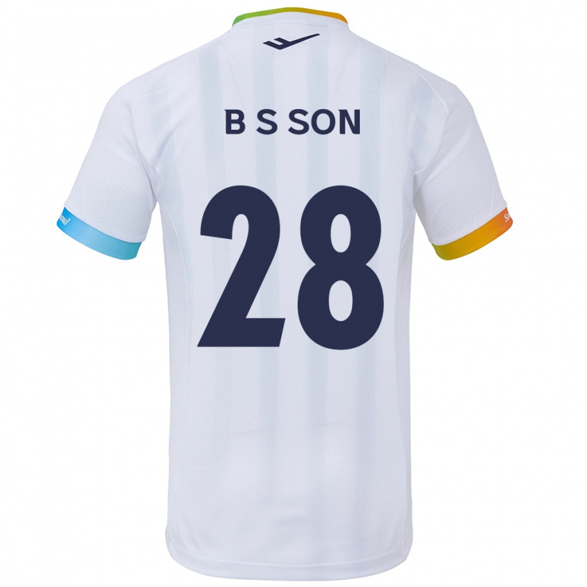 Niño Camiseta Seung-Beom Son #28 Blanco Azul 2ª Equipación 2024/25 La Camisa Argentina