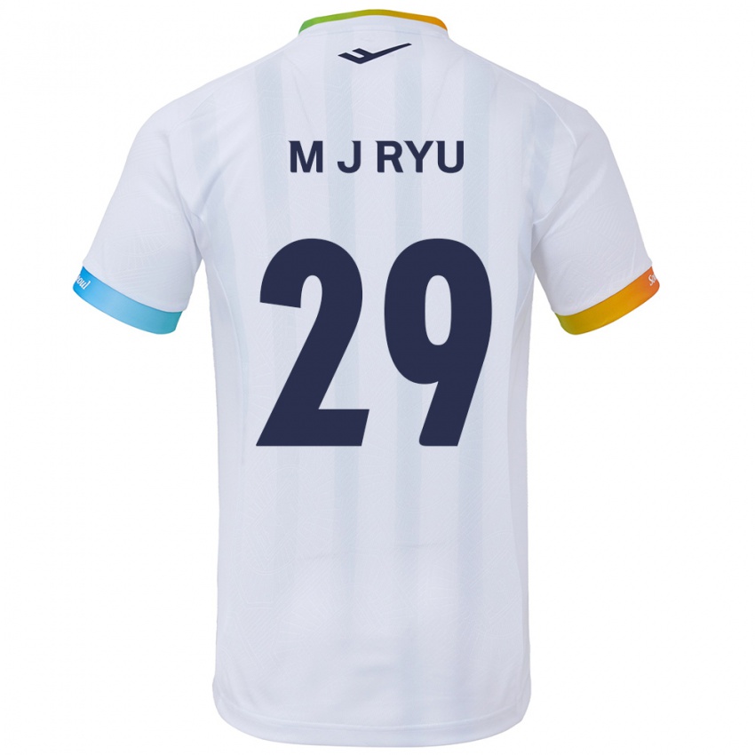 Niño Camiseta Jae-Moon Ryu #29 Blanco Azul 2ª Equipación 2024/25 La Camisa Argentina