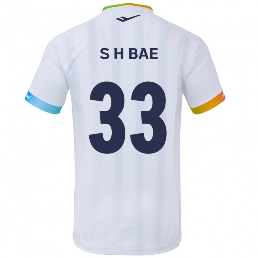 Niño Camiseta Hyun-Seo Bae #33 Blanco Azul 2ª Equipación 2024/25 La Camisa Argentina