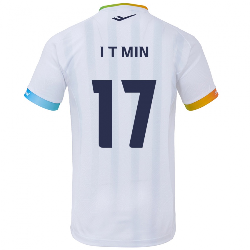 Niño Camiseta Tae-In Min #17 Blanco Azul 2ª Equipación 2024/25 La Camisa Argentina