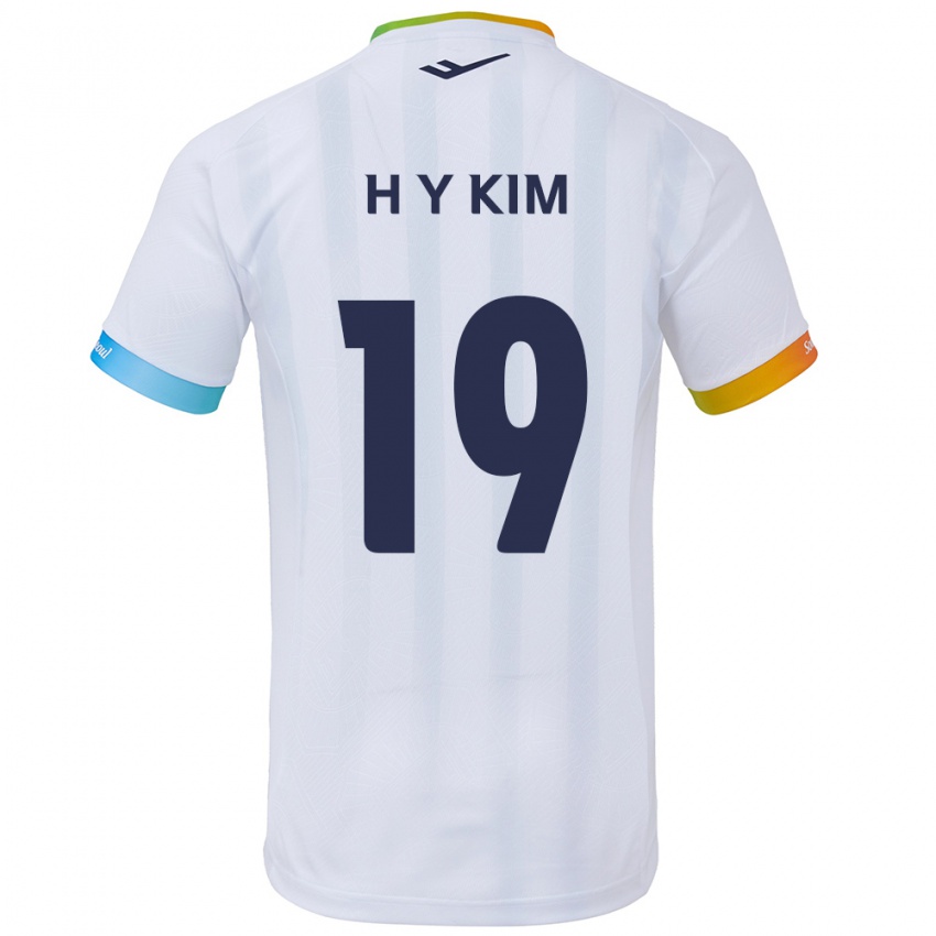 Niño Camiseta Yong-Hyuk Kim #19 Blanco Azul 2ª Equipación 2024/25 La Camisa Argentina