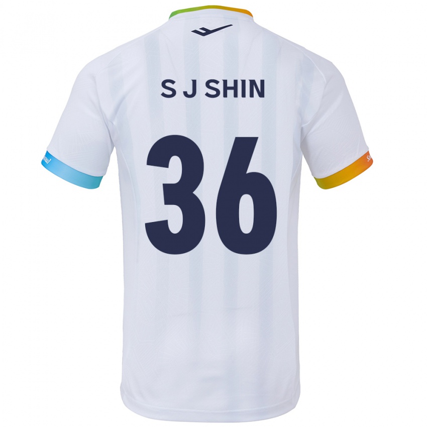 Niño Camiseta Ji-Seop Shin #36 Blanco Azul 2ª Equipación 2024/25 La Camisa Argentina