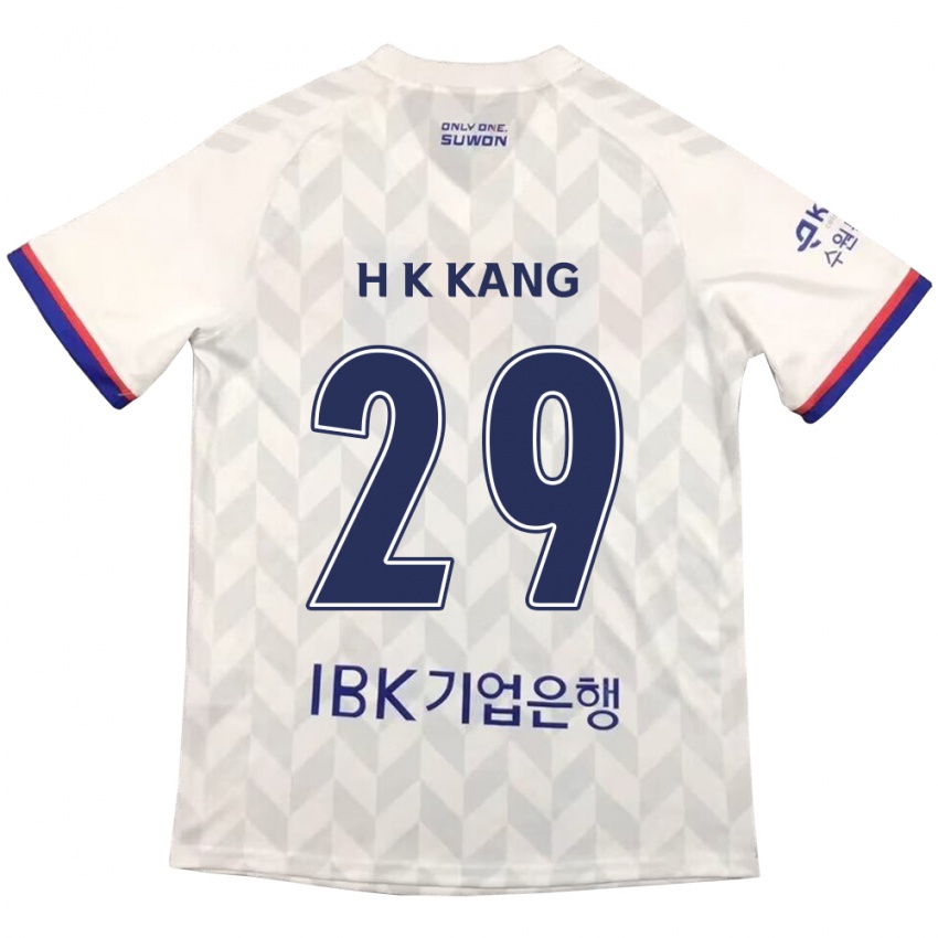 Niño Camiseta Kyo-Hun Kang #29 Blanco Azul 2ª Equipación 2024/25 La Camisa Argentina