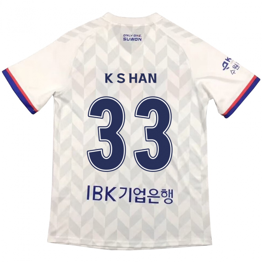 Niño Camiseta Sang-Kyu Han #33 Blanco Azul 2ª Equipación 2024/25 La Camisa Argentina