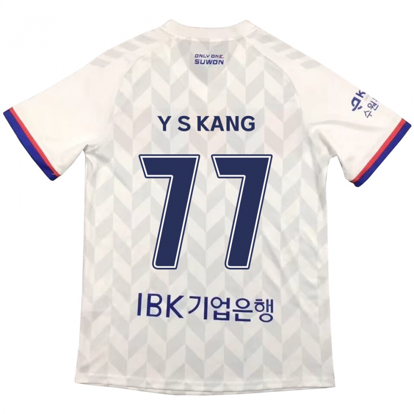 Niño Camiseta Sang-Yun Kang #77 Blanco Azul 2ª Equipación 2024/25 La Camisa Argentina